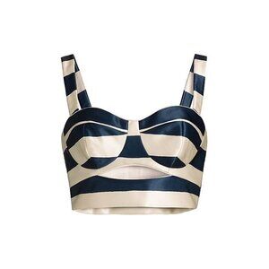 NICHOLAS THE LABEL Sasha Navy Cream Striped Crop Striped Bustier Top Sz 6 NWT